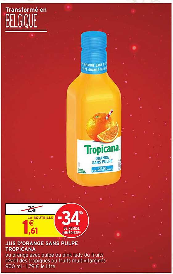 JUS D'ORANGE SANS PULPE TROPICANA