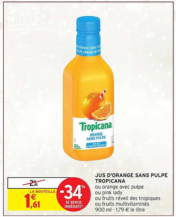 JUS D'ORANGE SANS PULPE TROPICANA