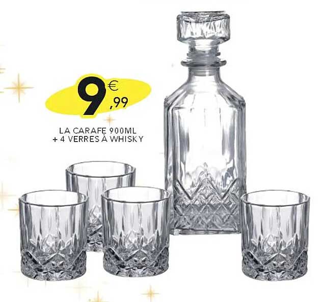 LA CARAFE 900ML + 4 VERRES À WHISKY