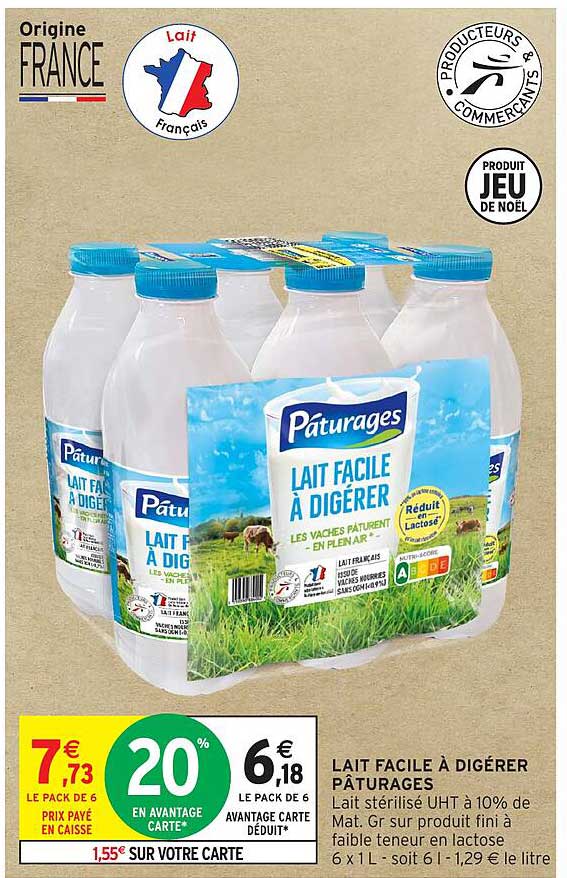 Lait facile à digérer Pâturages