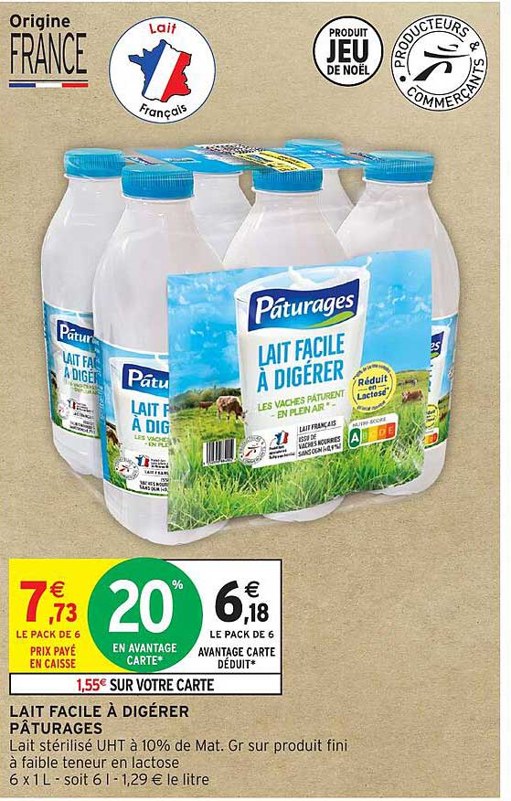 Lait facile à digérer Pâturages