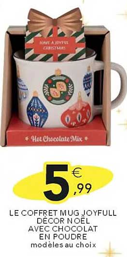 LE COFFRET MUG JOYFULL DÉCOR NOËL AVEC CHOCOLAT EN POUDRE