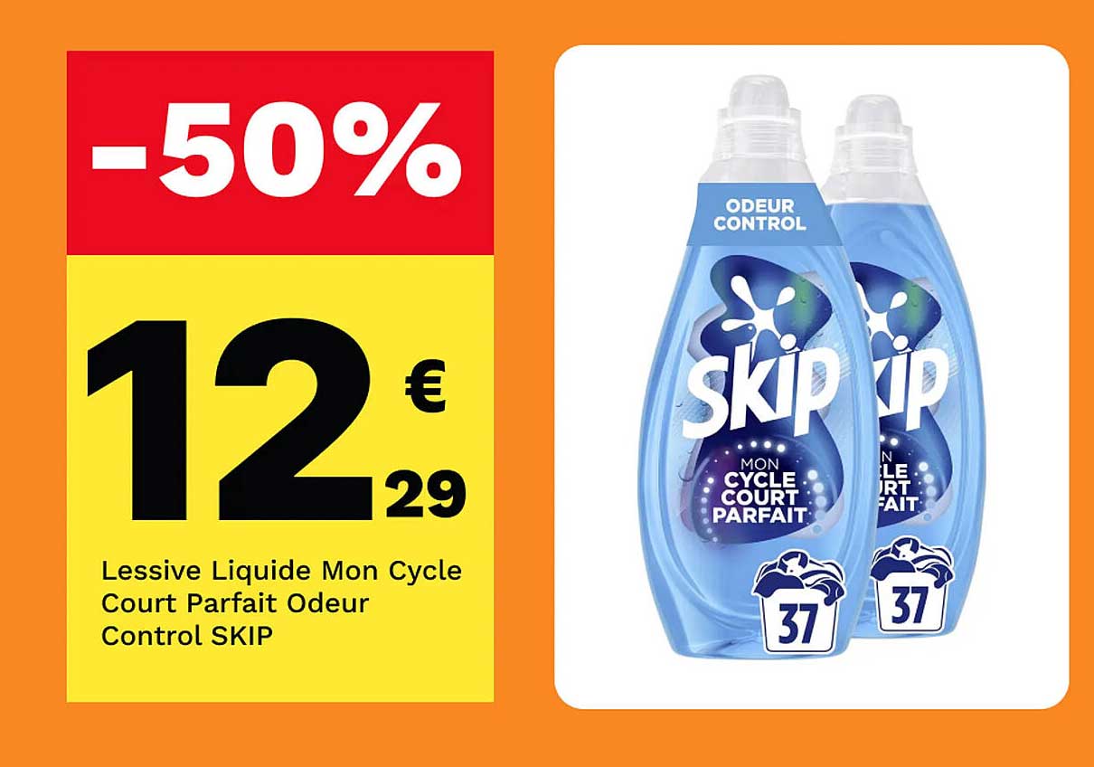 Lessive Liquide Mon Cycle Court Parfait Odeur Control SKIP