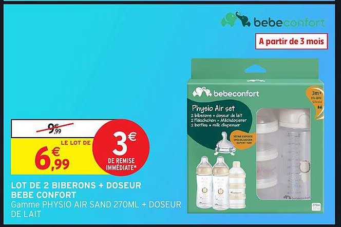 LOT DE 2 BIBERONS + DOSEUR BEBE CONFORT