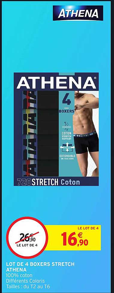 LOT DE 4 BOXERS STRETCH ATHENA