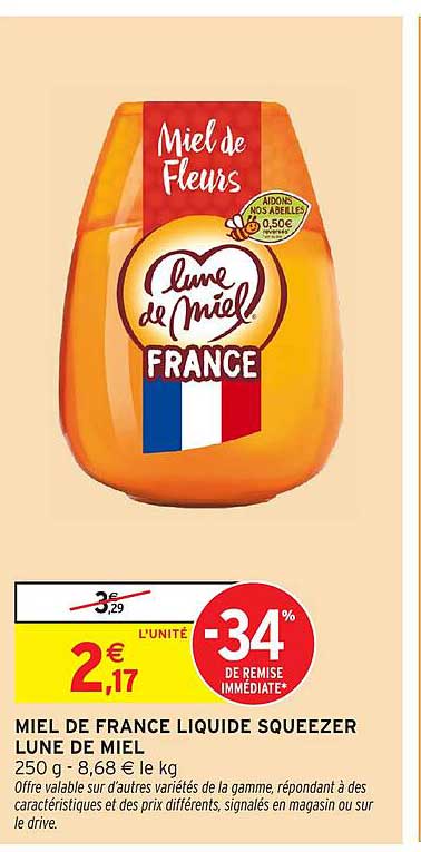 MIEL DE FRANCE LIQUIDE SQUEEZER LUNE DE MIEL