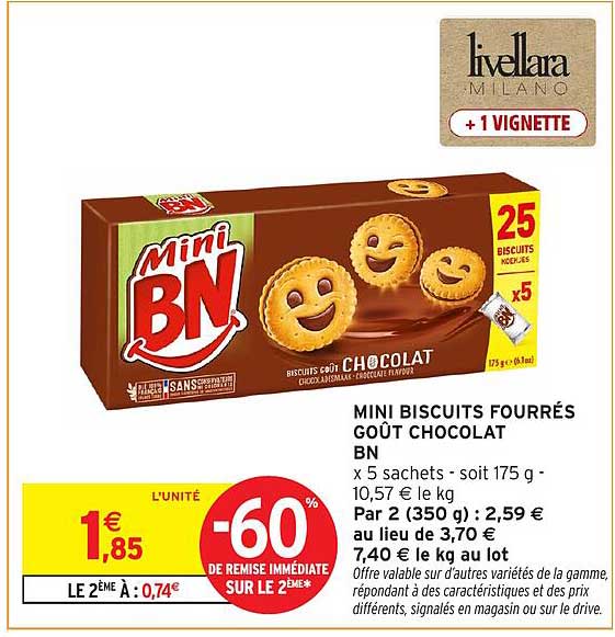 MINI BISCUITS FOURRÉS GOÛT CHOCOLAT BN