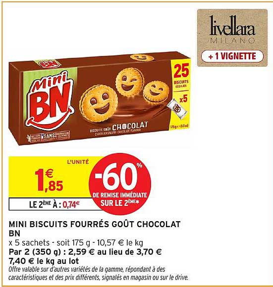 MINI BISCUITS FOURRÉS GOÛT CHOCOLAT BN