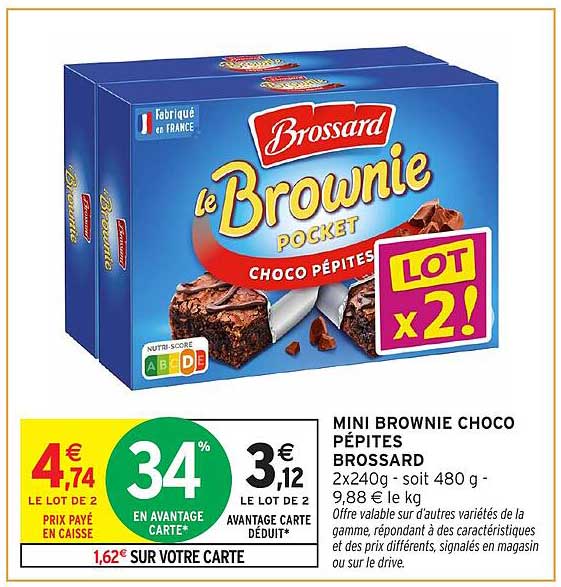 MINI BROWNIE CHOCO PÉPITES BROSSARD