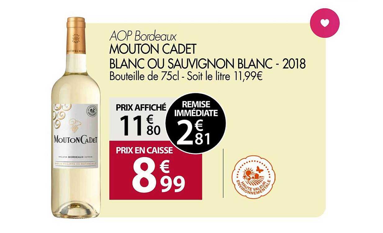 MOUTON CADET BLANC OU SAUVIGNON BLANC - 2018