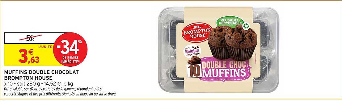 MUFFINS DOUBLE CHOCOLAT BROMPTON HOUSE