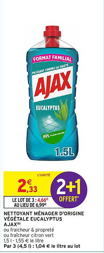 NETTOYANT MÉNAGER D'ORIGINE VÉGÉTALE EUCALYPTUS AJAX