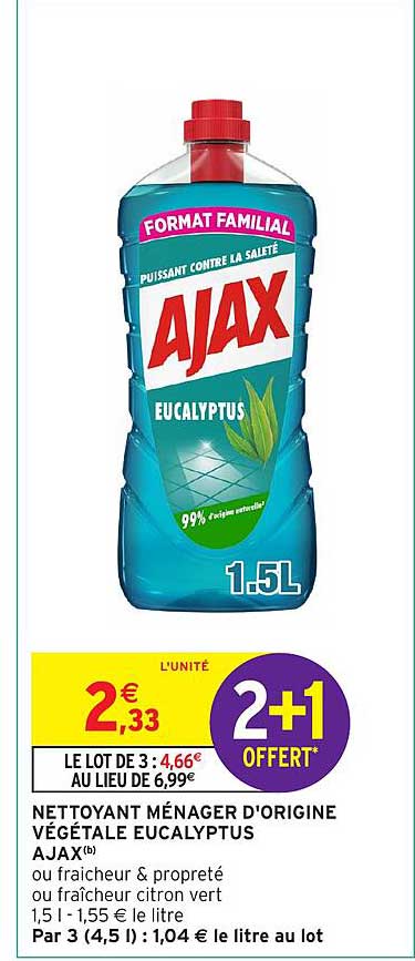 NETTOYANT MÉNAGER D'ORIGINE VÉGÉTALE EUCALYPTUS AJAX