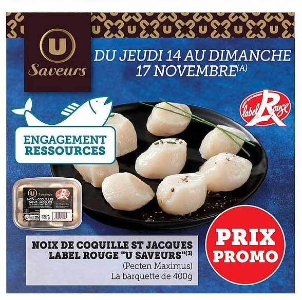 NOIX DE COQUILLE ST JACQUES LABEL ROUGE "U SAVEURS"