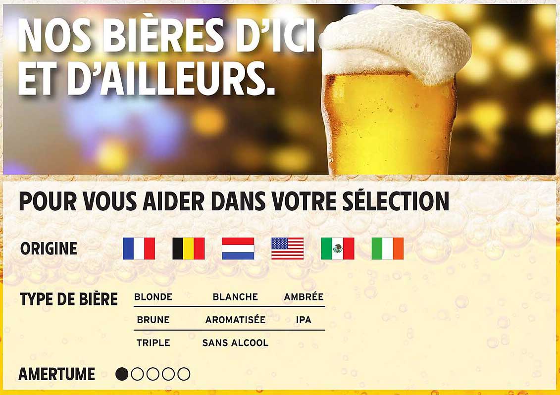 NOS BIÈRES D'ICI ET D'AILLEURS.