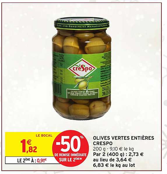 OLIVES VERTES ENTIÈRES CRESPO