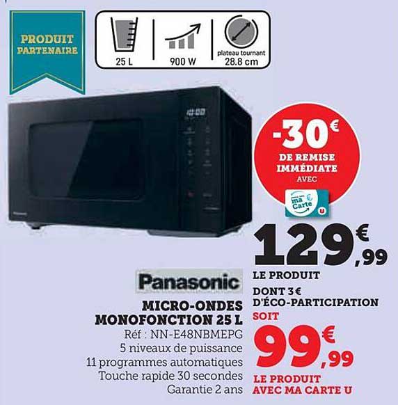 Panasonic MICRO-ONDES MONOFONCTION 25 L