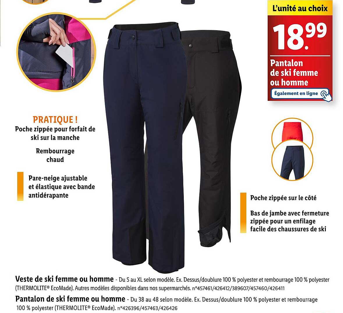 Pantalon de ski femme ou homme