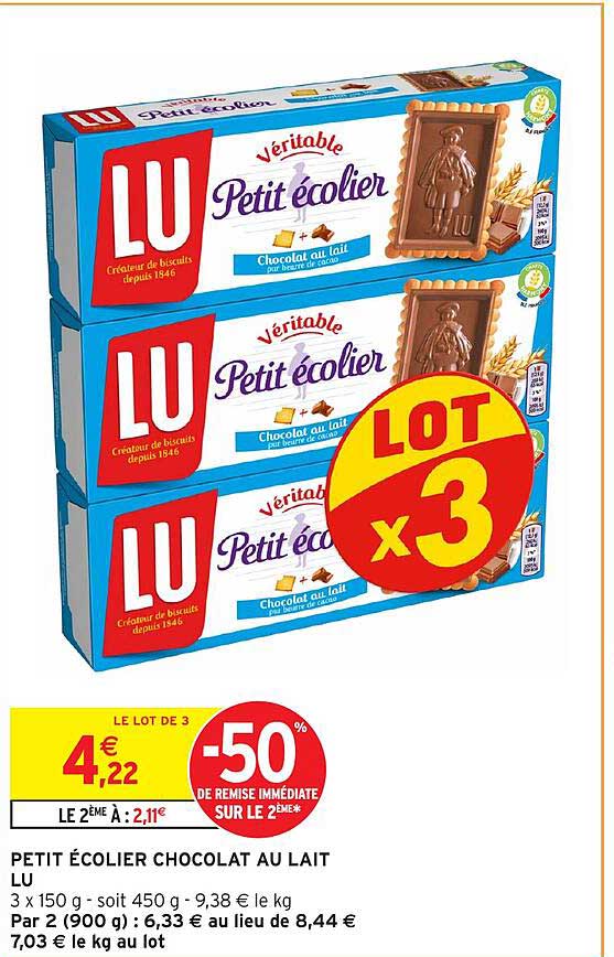 PETIT ÉCOLIER CHOCOLAT AU LAIT LU