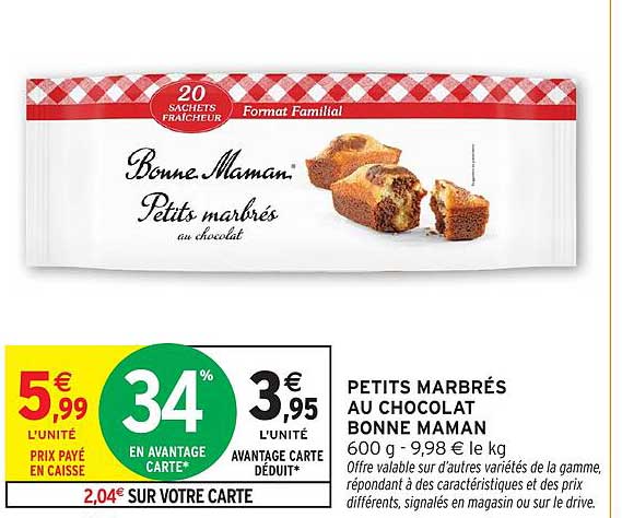 PETITS MARBRÉS AU CHOCOLAT BONNE MAMAN