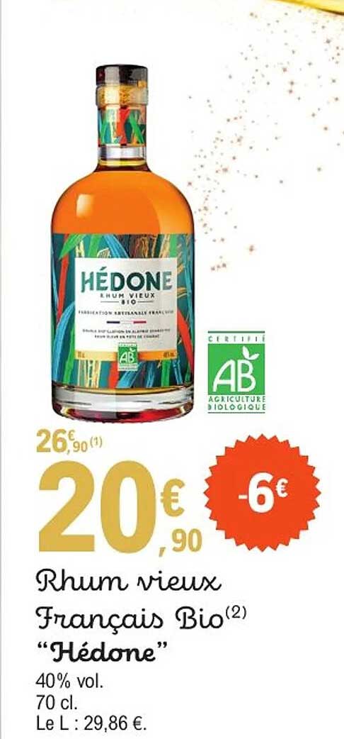 Rhum vieux Français Bio “Hédone”