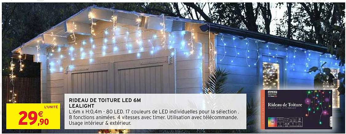 RIDEAU DE TOITURE LED 6M LEALIGHT