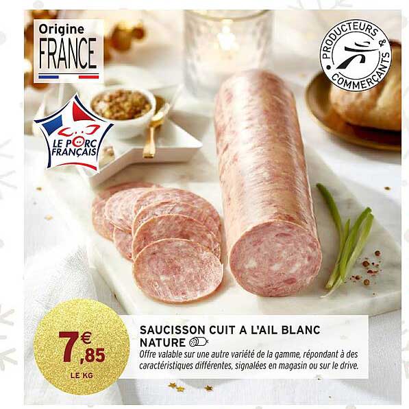 SAUCISSON CUIT À L'AIL BLANC NATURE