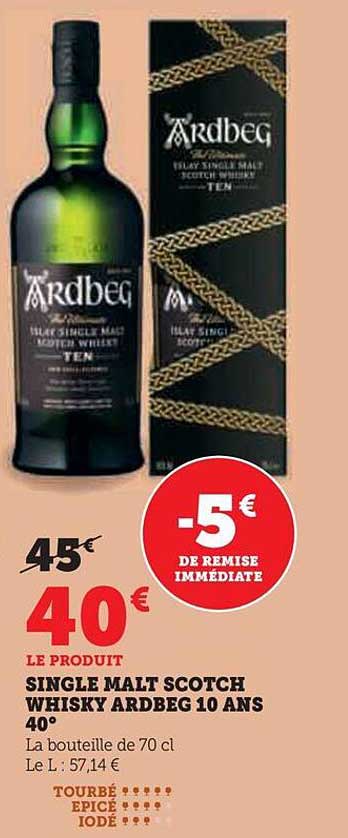 SINGLE MALT SCOTCH WHISKY ARDBEG 10 ANS 40°