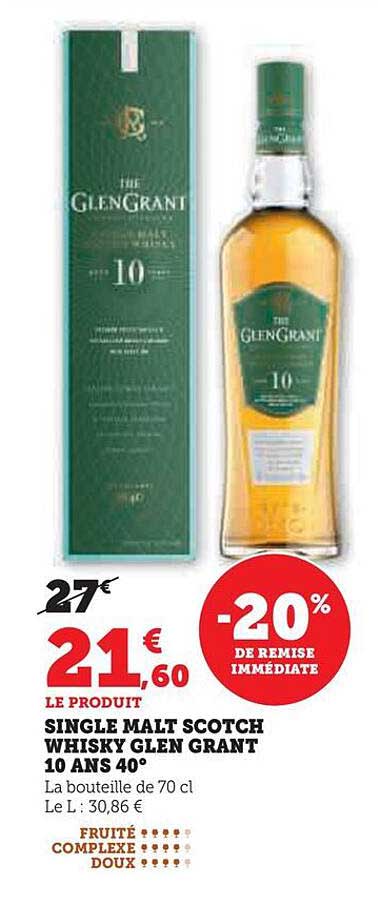 SINGLE MALT SCOTCH WHISKY GLEN GRANT 10 ANS 40°