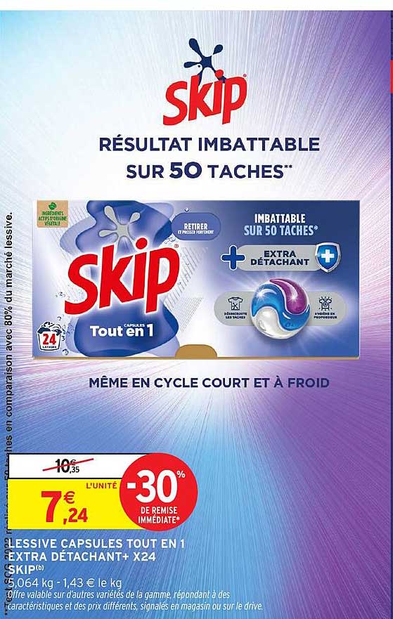 Skip Capsules Tout en 1 Extra Détachant+ X24