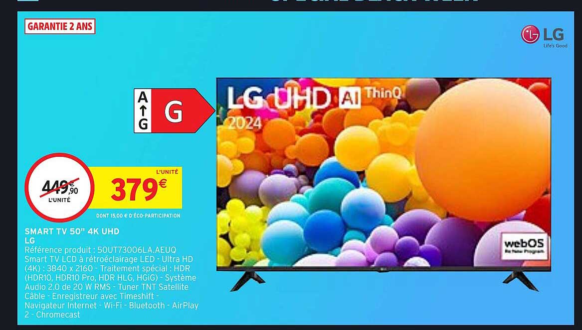 SMART TV 50" 4K UHD  
LG