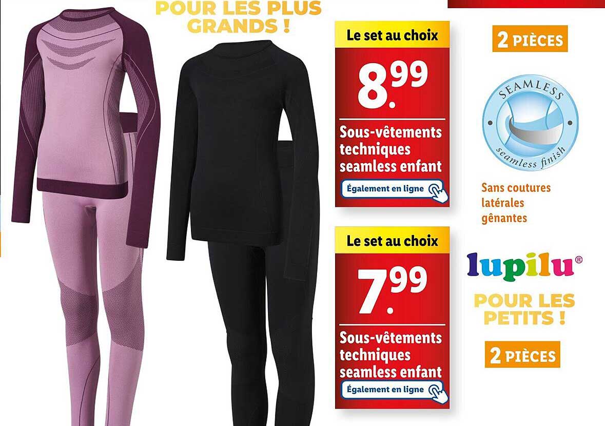 Sous-vêtements techniques seamless enfant