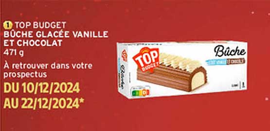 TOP BUDGET BÛCHE GLACÉE VANILLE ET CHOCOLAT