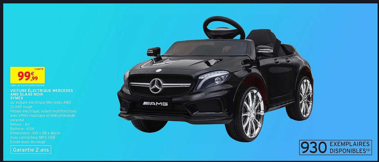 VÉHICULE ÉLECTRIQUE MERCEDES AMG GLA45 NOIR SYMEX