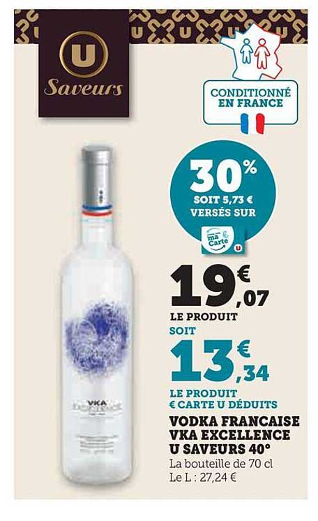 VODKA FRANCAISE VKA EXCELLENCE U SAVEURS 40°