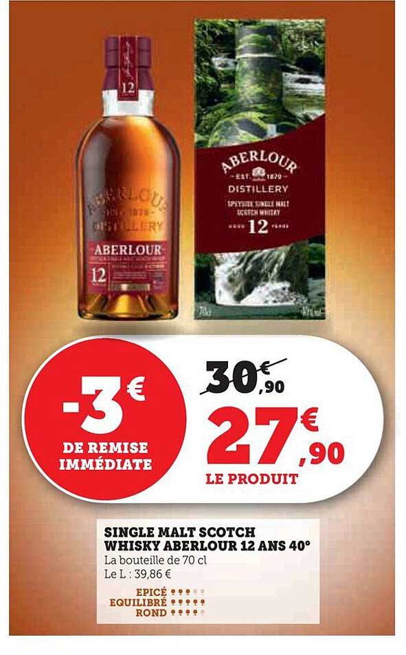 WHISKY ABERLOUR 12 ANS 40°