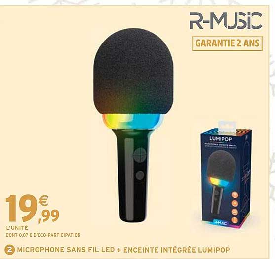 2 MICROPHONE SANS FIL LED + ENCEINTE INTÉGRÉE LUMIPOP