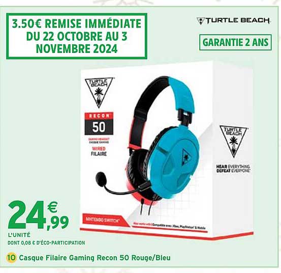 Casque Filaire Gaming Recon 50 Rouge/Bleu