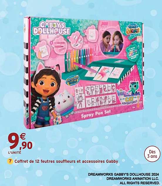 Coffret de 12 feutres souffleurs et accessoires Gabby