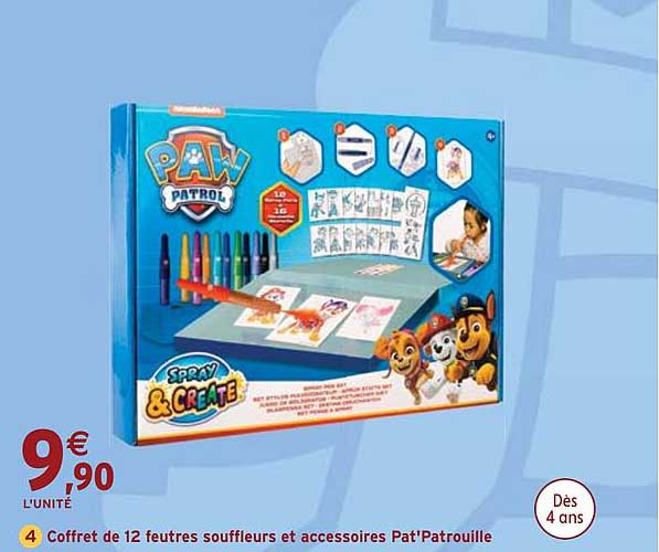 Coffret de 12 feutres souffleurs et accessoires Pat'Patrouille