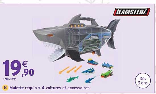 Malette requin + 4 voitures et accessoires