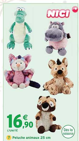 Peluche animaux 25 cm