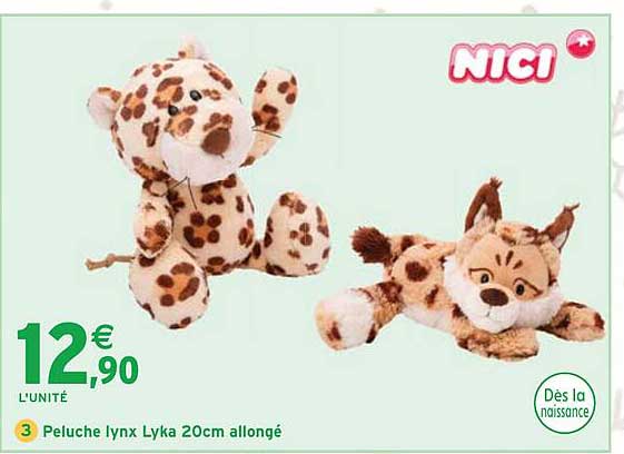 Peluche lynx Lyka 20cm allongé