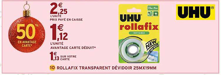 ROLLAFIX TRANSPARENT DÉVIDOIR 25MX19MM