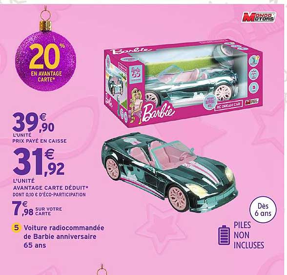 Voiture radiocommandée de Barbie anniversaire 65 ans