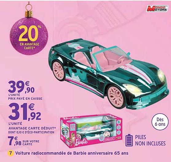 Voiture radiocommandée de Barbie anniversaire 65 ans