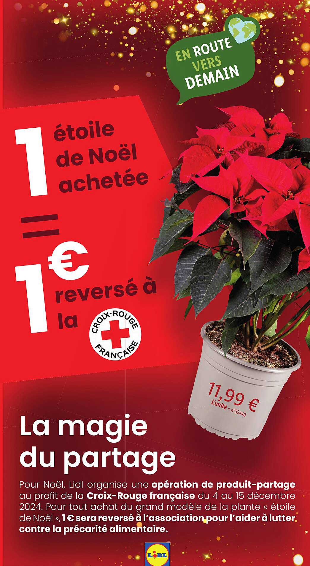 1 étoile de Noël achetée = 1€ reversé à la Croix-Rouge française