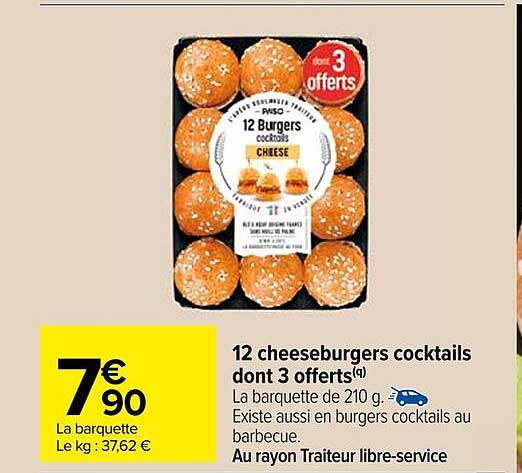 12 cheeseburgers cocktails dont 3 offerts