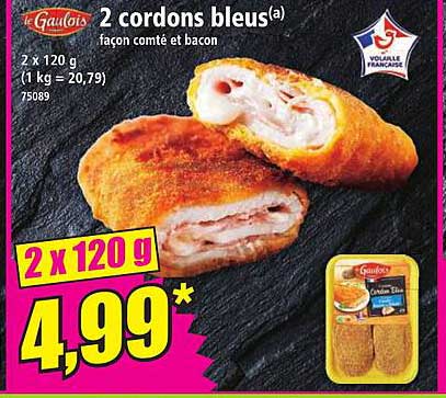 2 cordons bleus façon comté et bacon