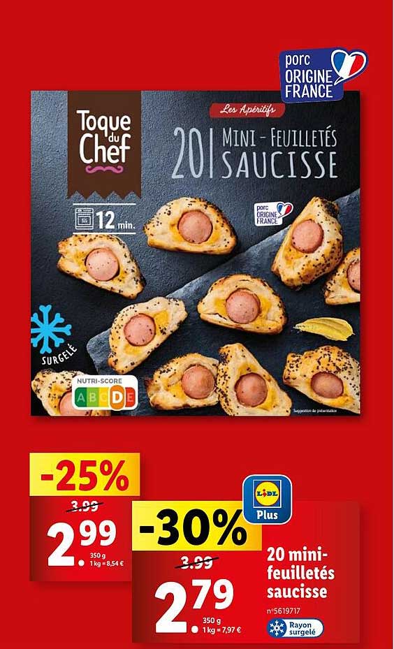 20 mini-feuilletés saucisse